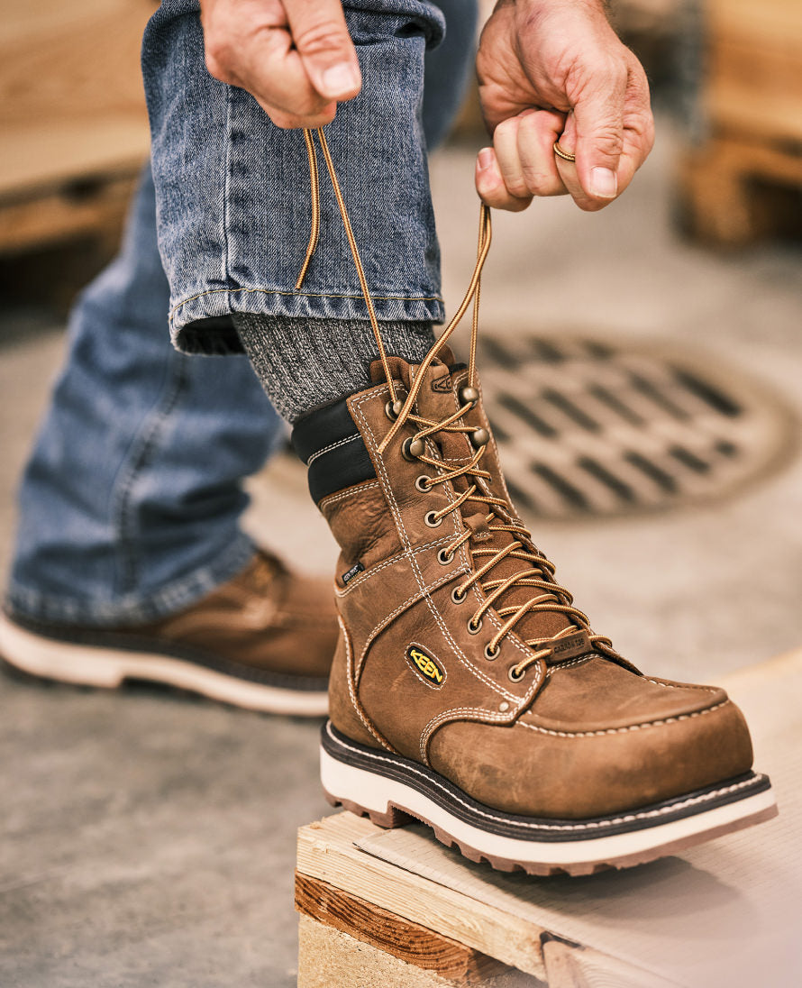 Men's Cincinnati 8" Waterproof 90° Heel Boot (Carbon Toe) | Belgian/Sandshell