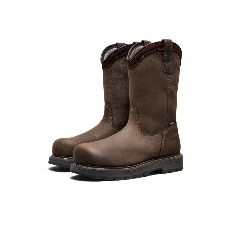 Men's Cincinnati Pull-On 90° Heel Waterproof Work Boot (Carbon Toe) | Chocolate Brown/Black