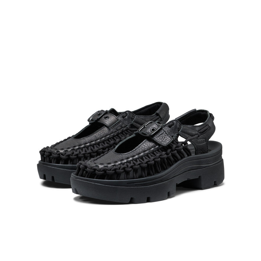All Gender UNEEK PLT Mary Jane Sneaker  |  Black Smooth Lea